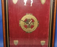 GAA Gaelic Football & Hurling Wall Clock Wood and Brass Irish Sport VGC Working