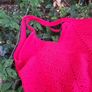 Handmade cotton crochet tote bag - red, shopping bag, woven bag Image 4