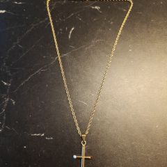 Gold Rope Chain and Cross pendant - 14k