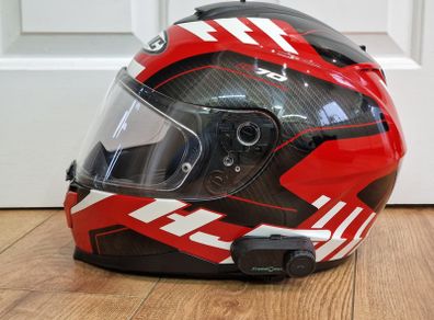 HJC C70 Motorcycle Helmet Koro MC1 Black White Red