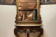 Very Good French Style Gilt-Wood Marble Top Console Table with Mirror