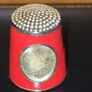 Vintage cloisonne thimble with  blue rose Image 2