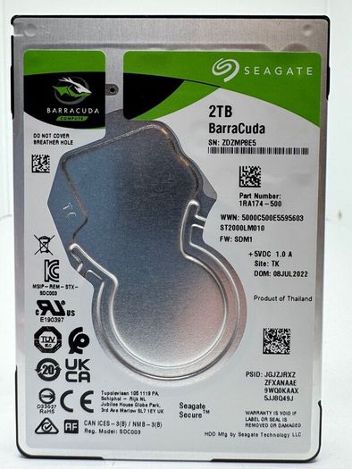 Seagate Barracuda ST2000LM010 2TB 2.5in HDD, Brand New, Factory Sealed, 5400RPM