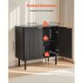 Coffee Bar Cabinet, Mid Century Fluted Coffee Bar Table with 2-Tier Storage, Buffet Stand Cabinet with Barn Door, Sideboard Buffet Station for Living Room, Entryway, 80 x 37.5 x 80 cm, Black Image 2