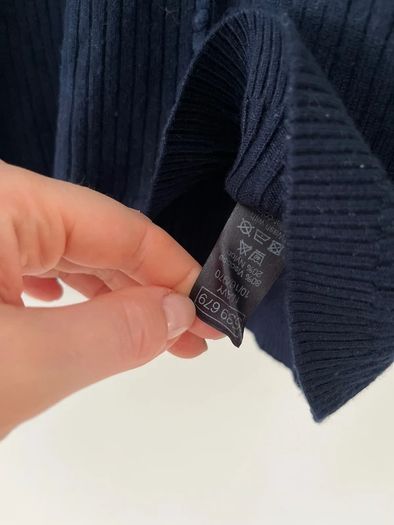 M&Co Navy Ribbed Long Sleeve Top