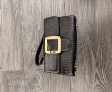 EGO Black croc-effect buckle bag