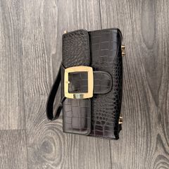 EGO Black croc-effect buckle bag