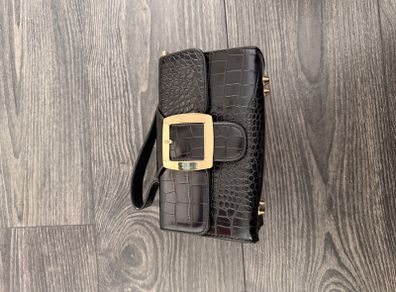 EGO Black croc-effect buckle bag