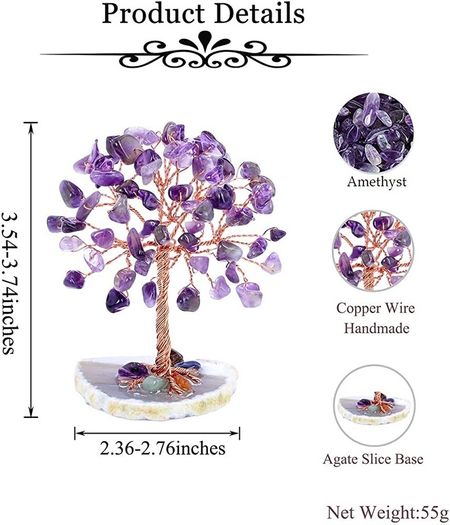 Mini Crystal Tree Healing Crystal Tumble Stone Tree of Life Feng Shui Tree Gemstones Agate Money Tree Figurines Ornament (FREE POSTAGE)