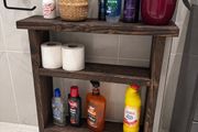 Rustic Wood Bathroom Storage in Vintage Black
