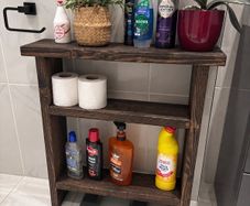 Rustic Wood Bathroom Storage in Vintage Black
