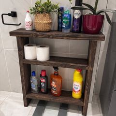 Rustic Wood Bathroom Storage in Vintage Black
