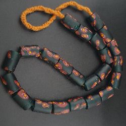 Vintage Cylinder Shape Gabri Style Eyes Glass Beads Necklace Strand