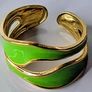 Double Layer Geometric Lime Green & Gold Open Ring Image 5