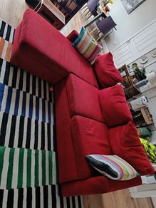 red corner couch 226cm W X 140cm approx