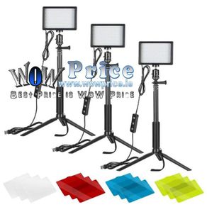 29423 Neewer 3 Packs 66pcs Tabletop LED Video Light with Mini Tripod Stand and Color Filters