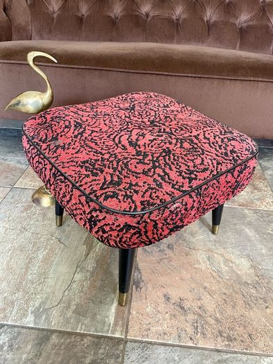 Vintage Rare Mid Century Sherborne Style Footstool with Atomic Legs 1960s