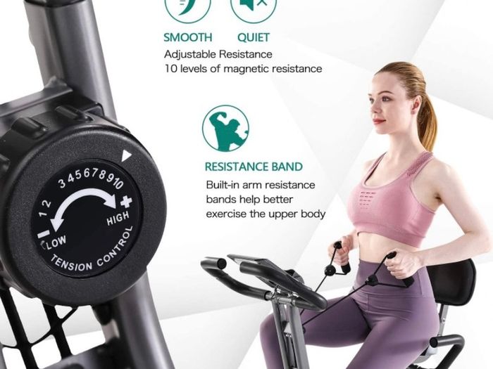 Exercise Bike with 10-Level Adjustable Magnetic Resistance | Upright and Recumbent Foldable Stationary Bike is The Perfect Workout Bike for Home Use for Men, Women (FREE POSTAGE)