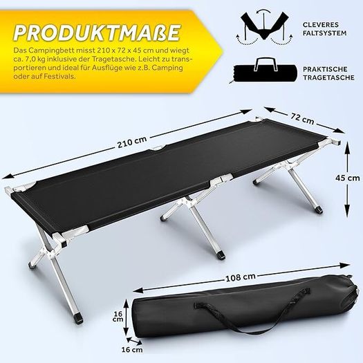 Camping bed XXL  holds up to 150kg
