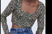 top Bnwt Zara floral cropped corset top medium