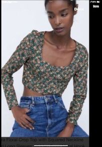 top Bnwt Zara floral cropped corset top medium