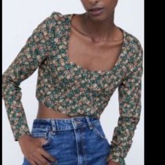 top Bnwt Zara floral cropped corset top medium