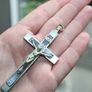 Antique France Ebony Crucifix Pectoral Cross Pendant Image 4