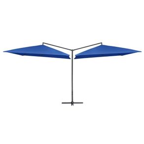 Double Parasol with Steel Pole 250x250 cm Azure Blue