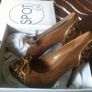 New in Box..Brown/Camel Court High Heel Shoe with Leapord Print (Size 5) Image 4