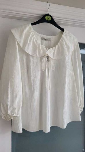 George ivory wide frill collar blouse Sz 12 - Bnwt Rrp 16 Sterling