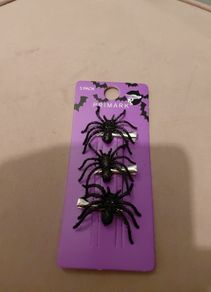3 x glitter hair halloween spiders