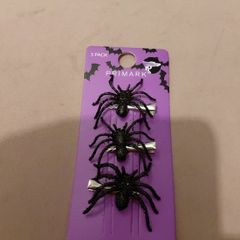 3 x glitter hair halloween spiders