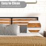 King Bed Frame, Vintage Wooden Headboard, Metal Platform Base, Steel Slatted Support, No Spring Mattress Required Image 9
