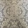 Circular Green Tablecloth with white lace overlay Image 6