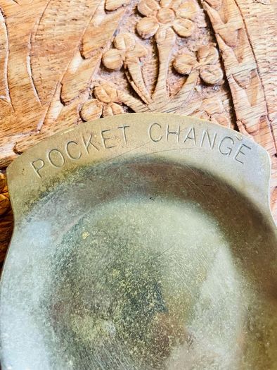 Vintage Solid Brass Pocket Change Dish Coin Tray Jewellery Trinket Holder
