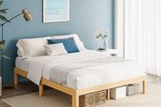 Wood King Size Bed Frame with Metal Slats Support, Platform King Bed Frame, Easy to Install, Noise Free, Sturdy, 30.5 cm High