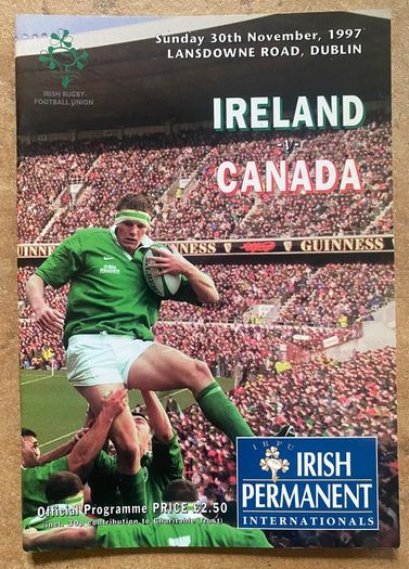Very Rare 1997 Ireland v Canada - Irish Permanent International Programme