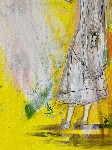 Framed Original Painting Eclectic Art Dublin Wedding Dress Art Bridal Original Art - Fashion Art - Couture Bride - Irish Figurative Art