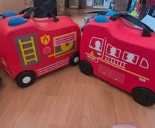 2 Kids Ride on Suitcases Fire engine
