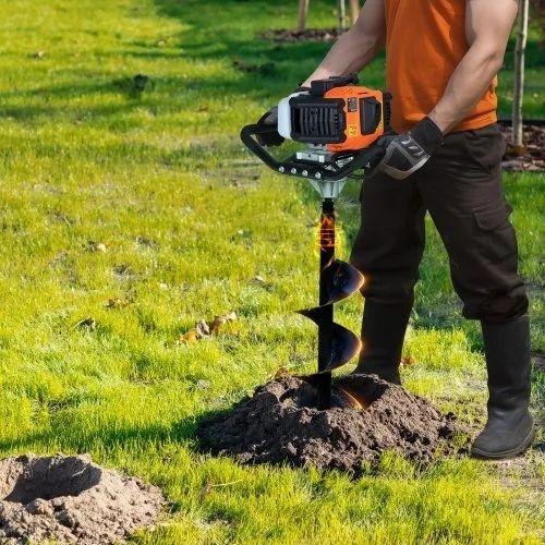 Post Hole Digger Gas Powered, 43CC 1250W Earth Auger, Gas Auger with 8" Auger Drill Action Design Bits, Post Fence Hole Digger for Farmland Garden Plant
