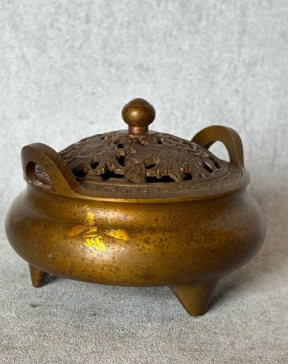 Chinese Incense Burner - Bronze, Signed