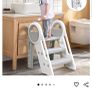 Kid Step Stool Plastic Toddler Step Stool for Kids Three Step Standing Tower for Kitchen Bathroom Image 4