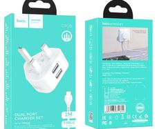 Hoco C90B Grandiose Dual Port Charger Set Type-C White