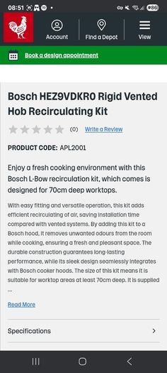 Bosch Vented Hob Recirculating Kit