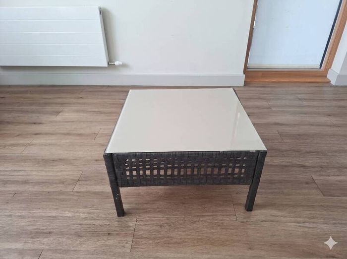 Rattan Coffee Table with Glass Top