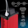 300W Car Power Inverter 12V to 240V / 230V Converter, USB-A and USB-C 3A Charging Ports - Charge Your Laptop, iPad, iPhone, Tablet, Consoles & More - Durable and Powerful - Red Aluminum Body Image 5