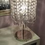 Chrome table lamp with glass pendants. Image 2