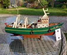 Handmade trawler boat, collectible,  D18