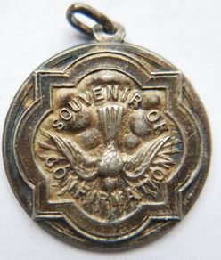 Vintage Irish Sterling Silver Holy Medal Confirmation Holy Spirit Power