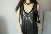 Silver-black Zara dress size M(12) with matching clutch and necklace
